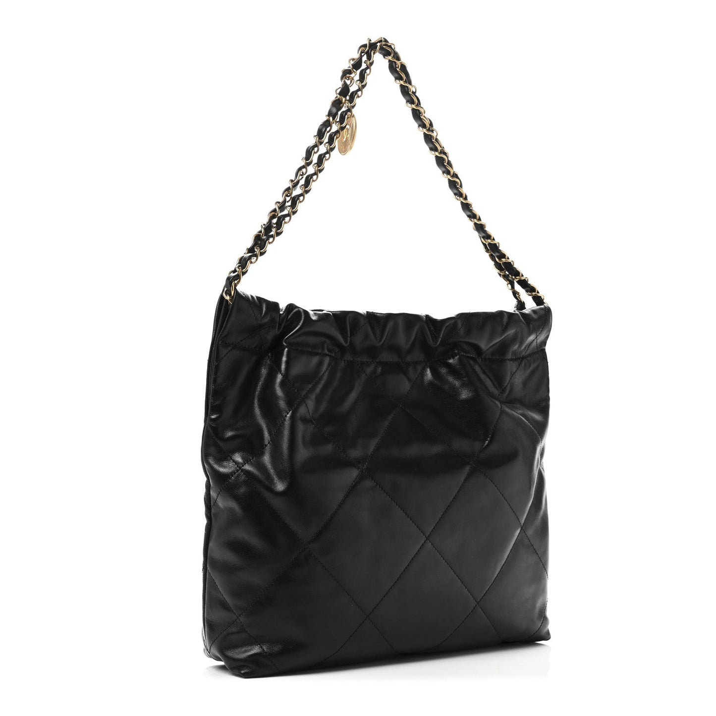 Shiny Calfskin Quilted Small Chanel 22 Black