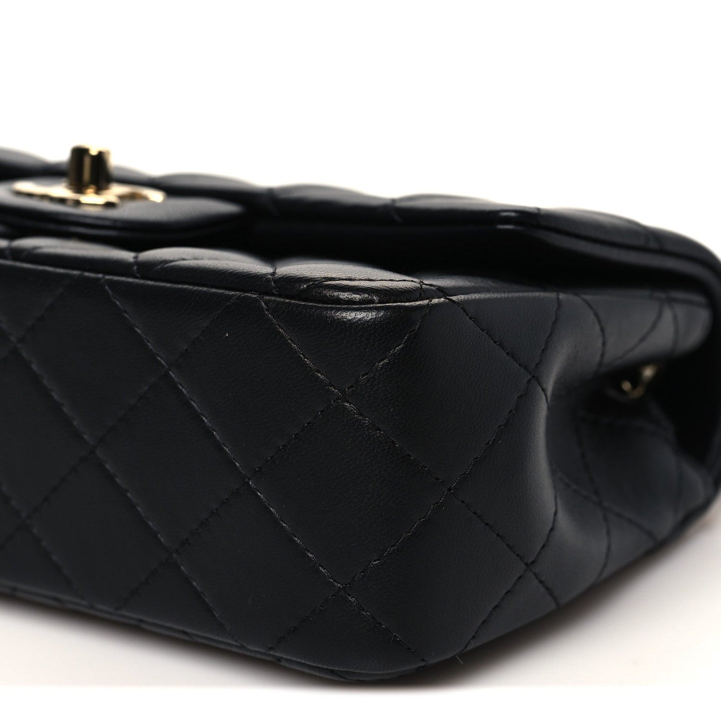 Lambskin Quilted Mini Rectangular Flap Black