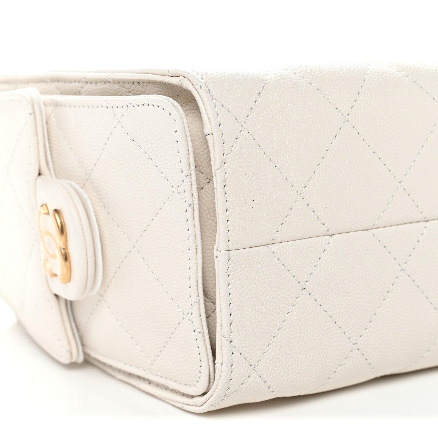 Caviar Quilted Mini Chanel 25 Handbag White