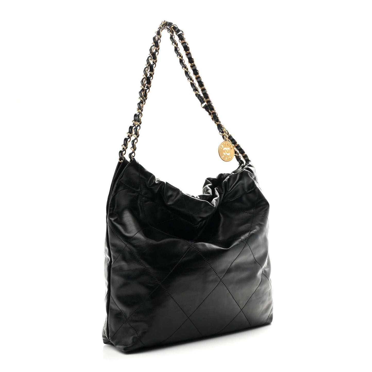 Shiny Calfskin Quilted Small Chanel 22 Black