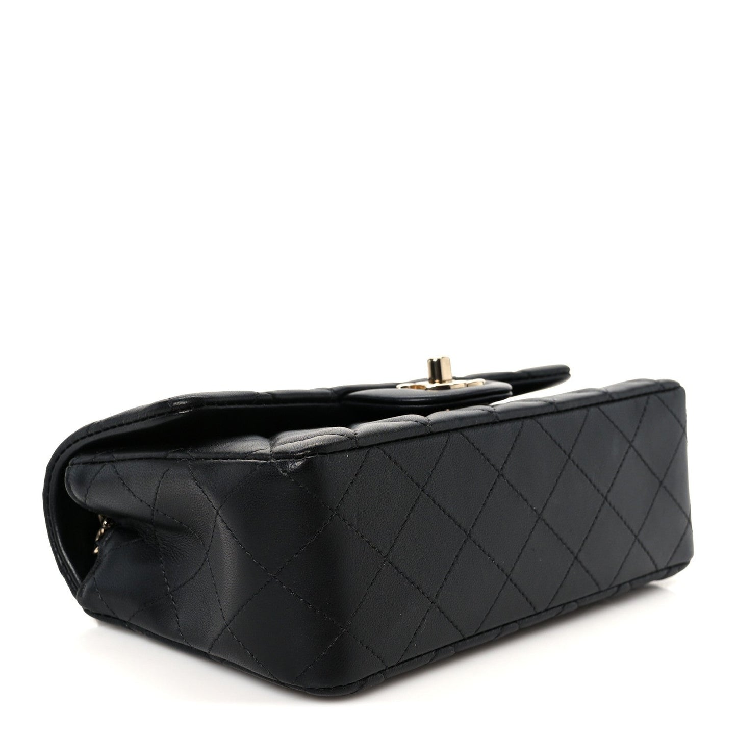Lambskin Quilted Mini Rectangular Flap Black