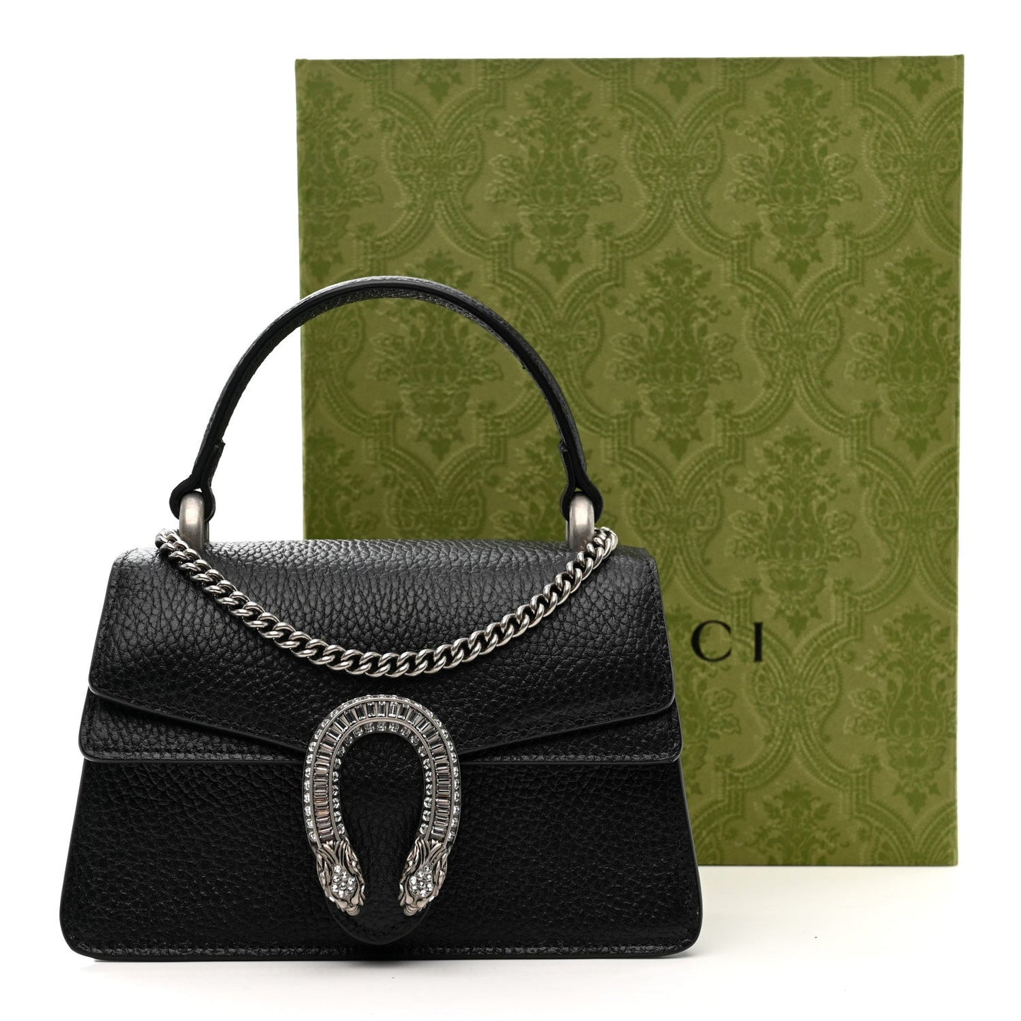 Dollar Calfskin Crystal Mini Dionysus Top Handle Bag Black Crystal