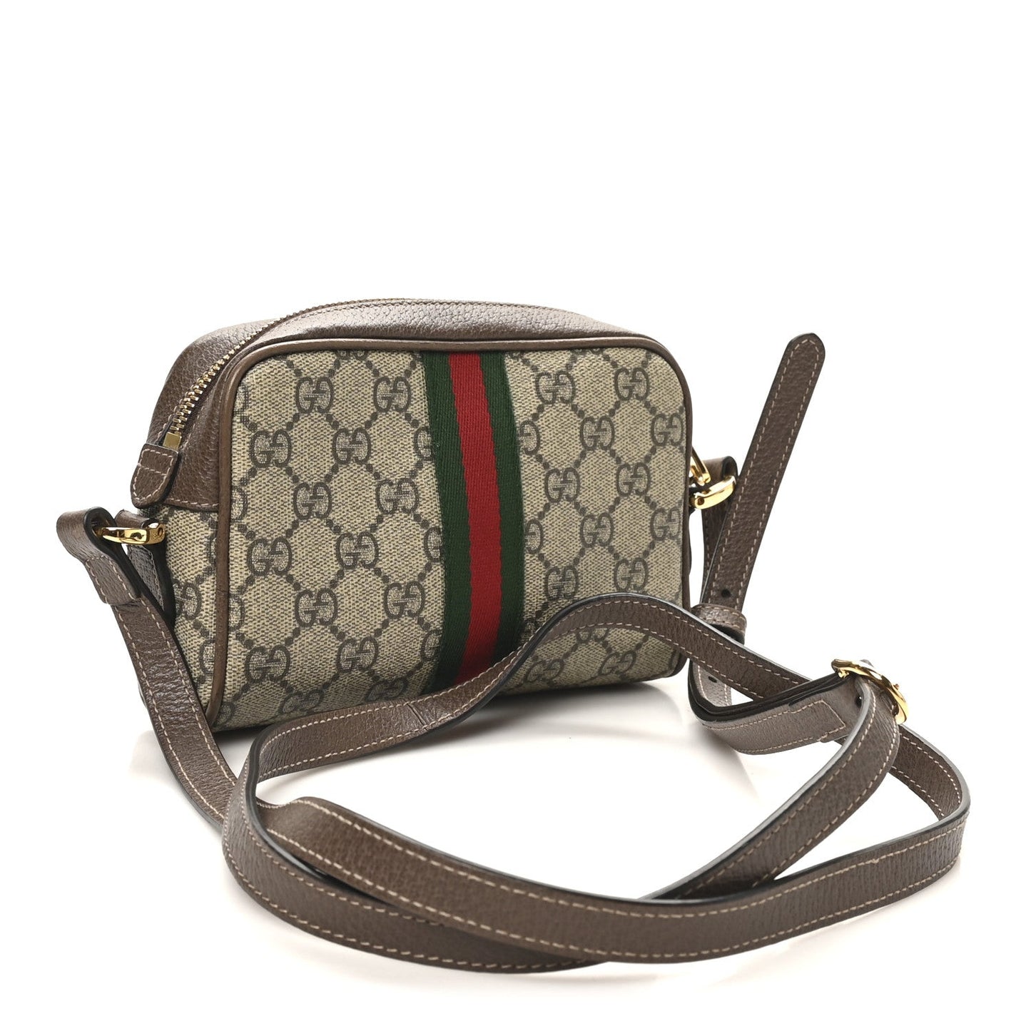 GG Supreme Monogram Web Mini Ophidia Shoulder Bag Brown