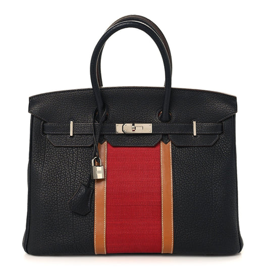Fjord Barenia Crinoline Club Birkin 35 Bleu Indigo Fauve Rouge