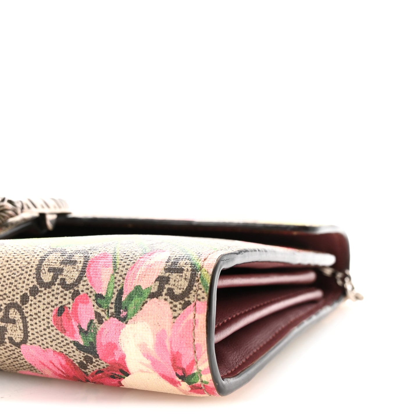 GG Supreme Monogram Blooms Mini Dionysus Chain Wallet Beige Multicolor Dry Rose