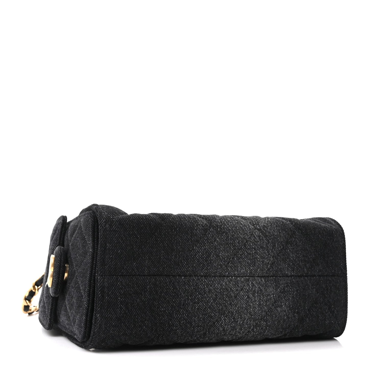Washed Denim Quilted Mini Chanel 25 Handbag Black