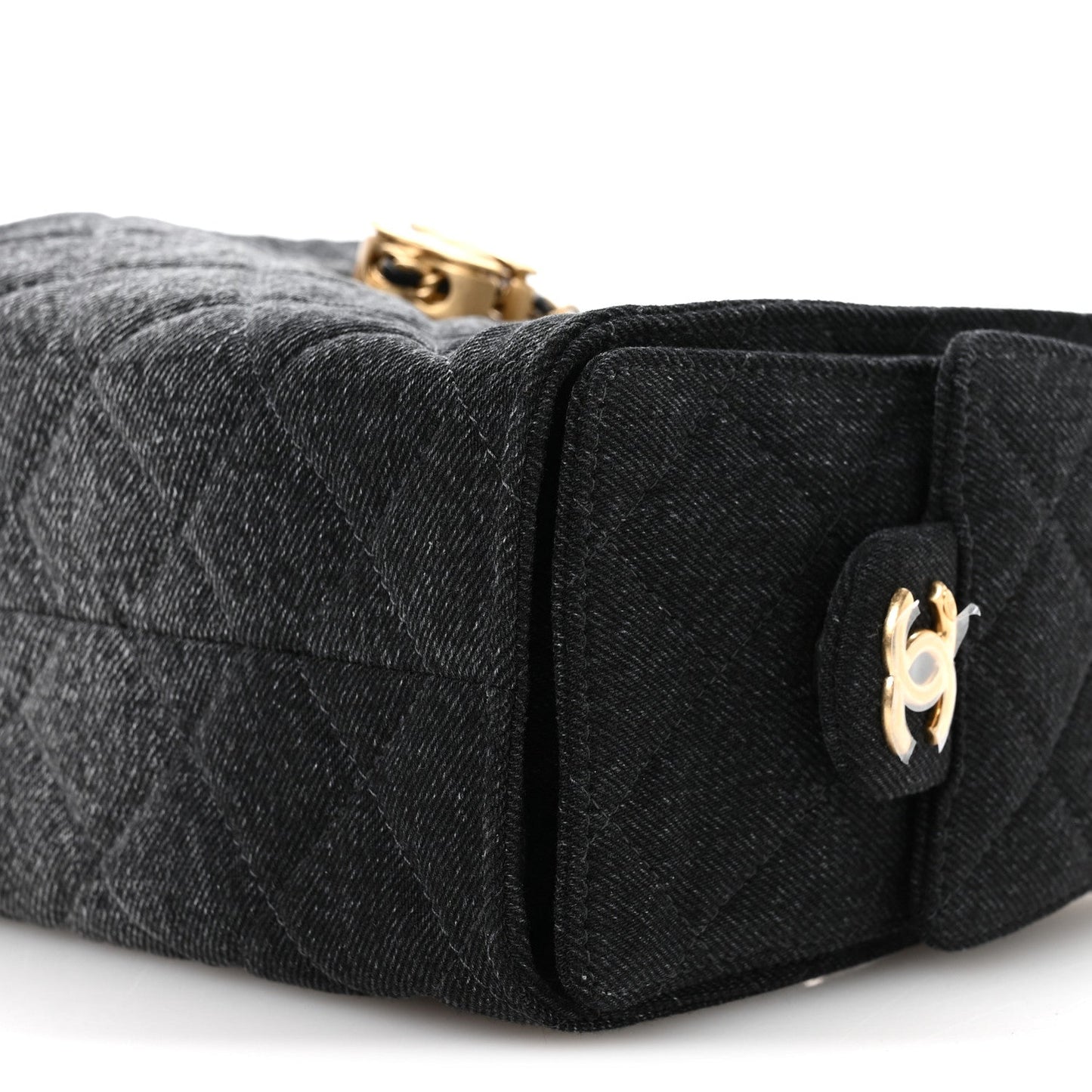 Washed Denim Quilted Mini Chanel 25 Handbag Black