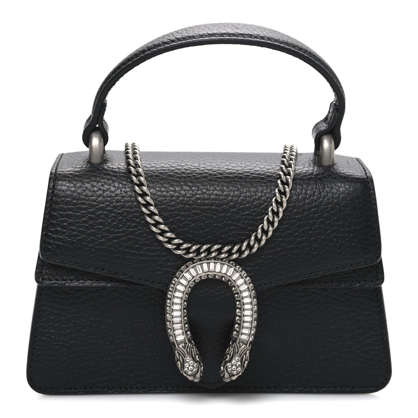 Dollar Calfskin Crystal Mini Dionysus Top Handle Bag Black Crystal