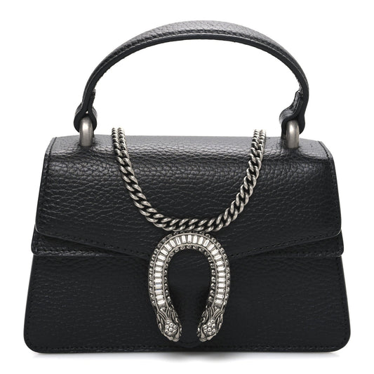 Dollar Calfskin Crystal Mini Dionysus Top Handle Bag Black Crystal