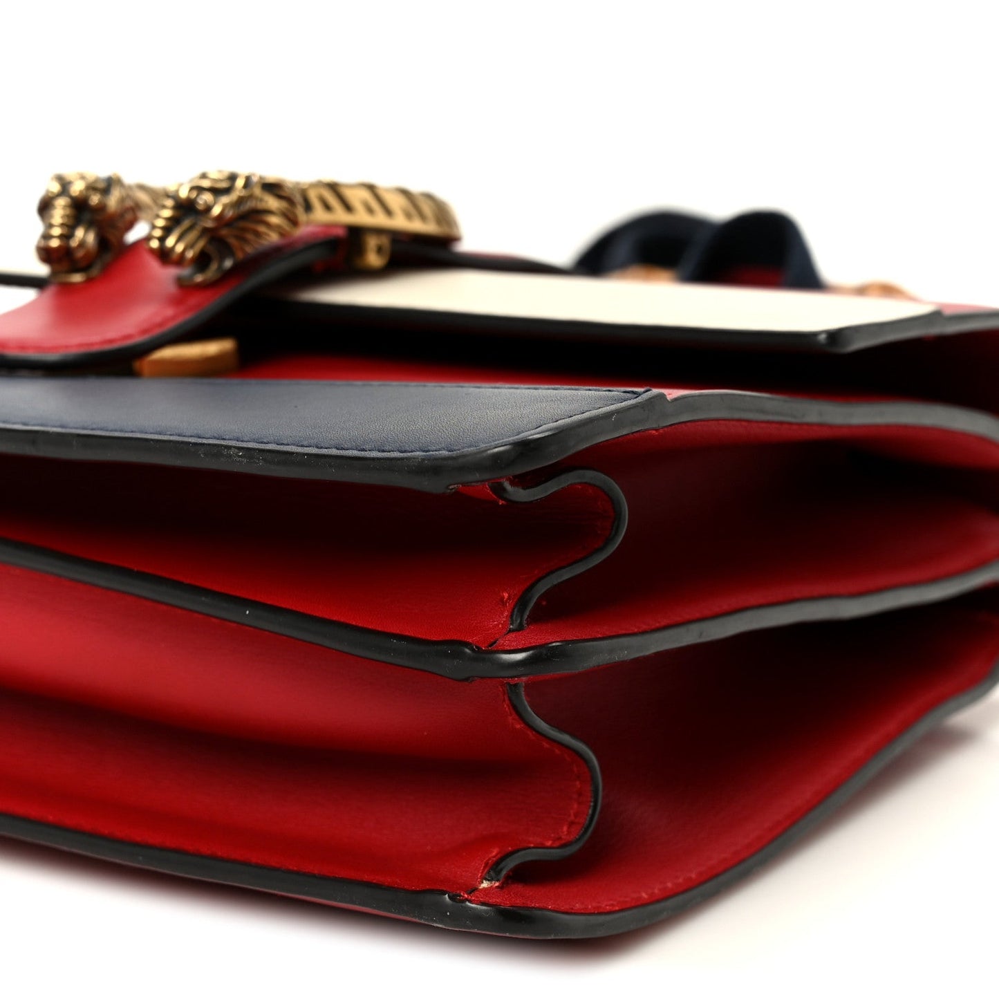 Calfskin Bamboo Web Medium Dionysus Top Handle Bag Red White Blue