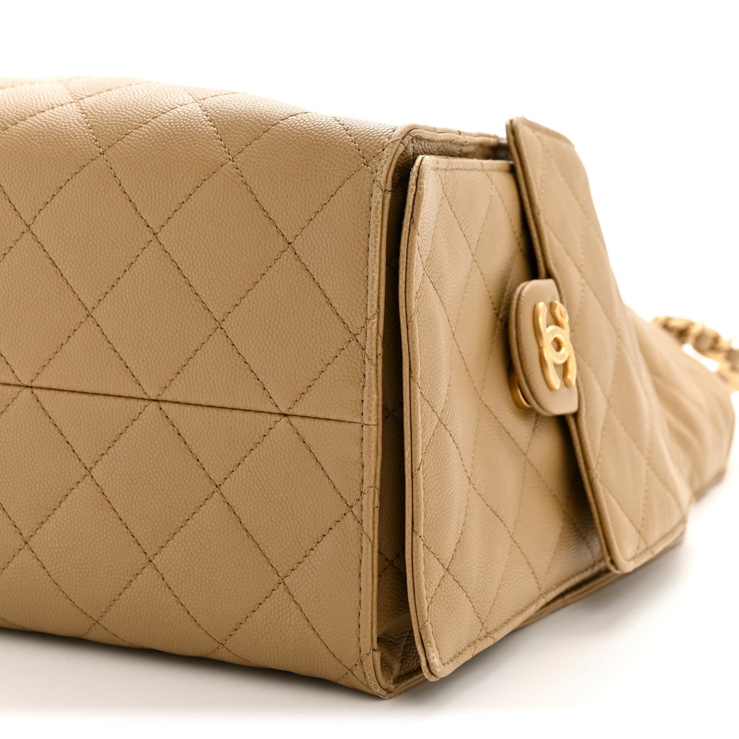 Caviar Quilted Medium Chanel 25 Handbag Dark Beige