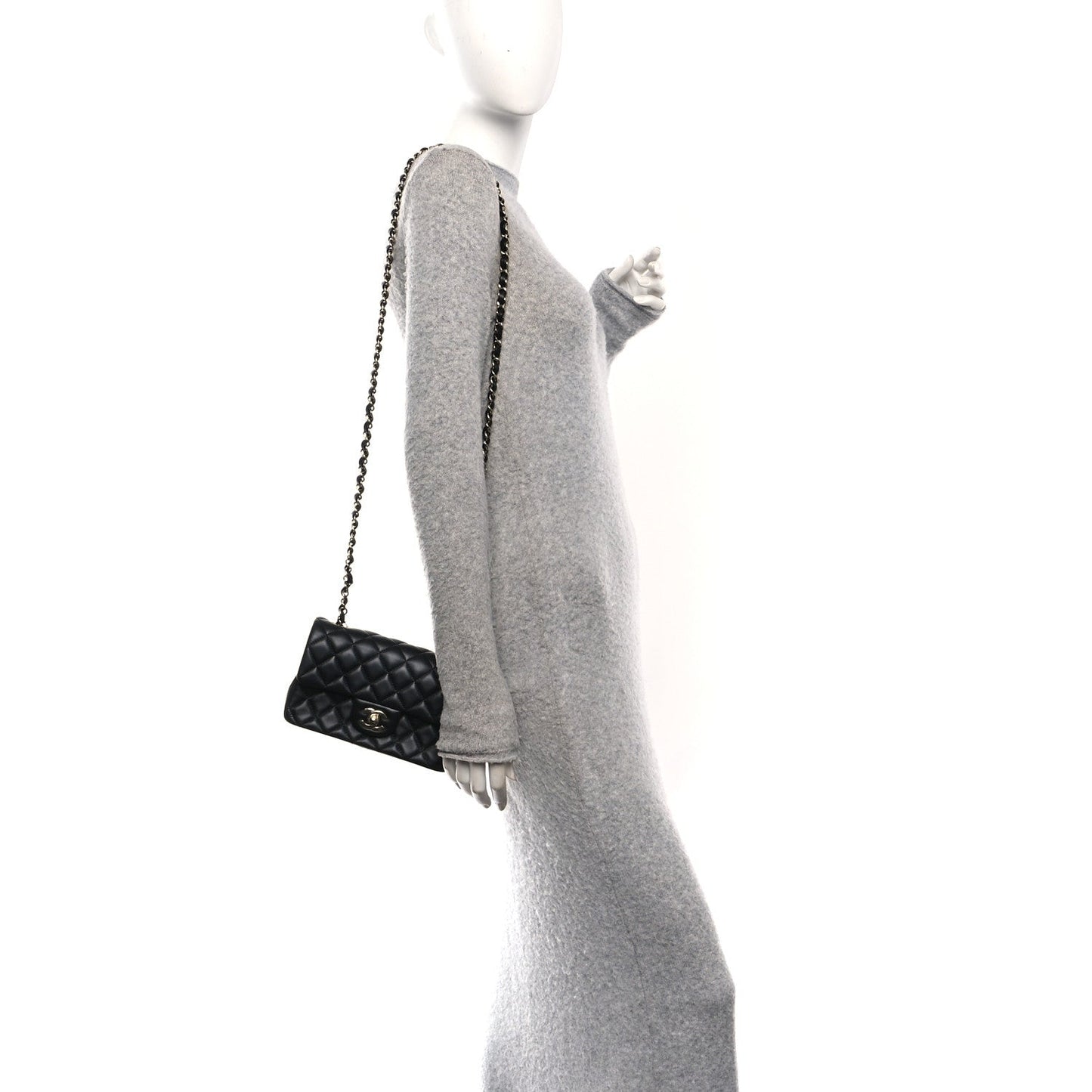 Lambskin Quilted Mini Rectangular Flap Black
