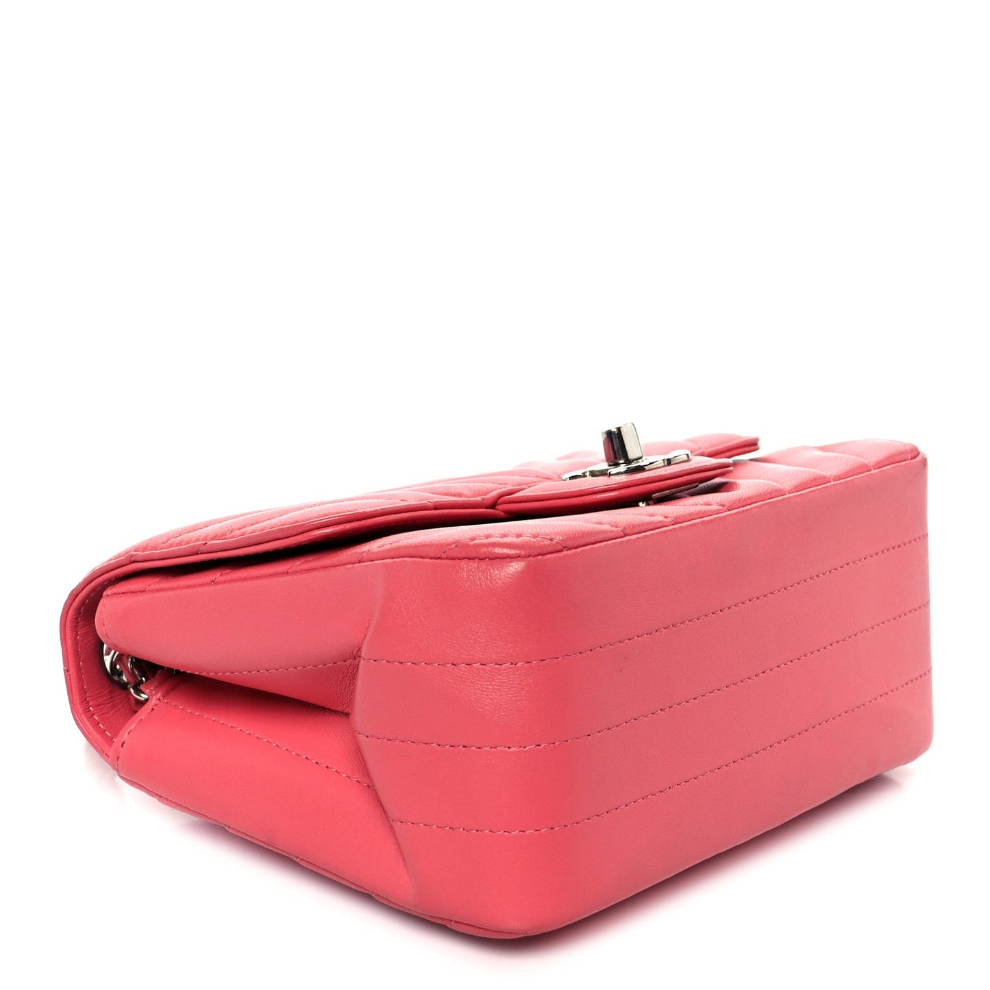 Lambskin Chevron Quilted Mini Square Flap Pink