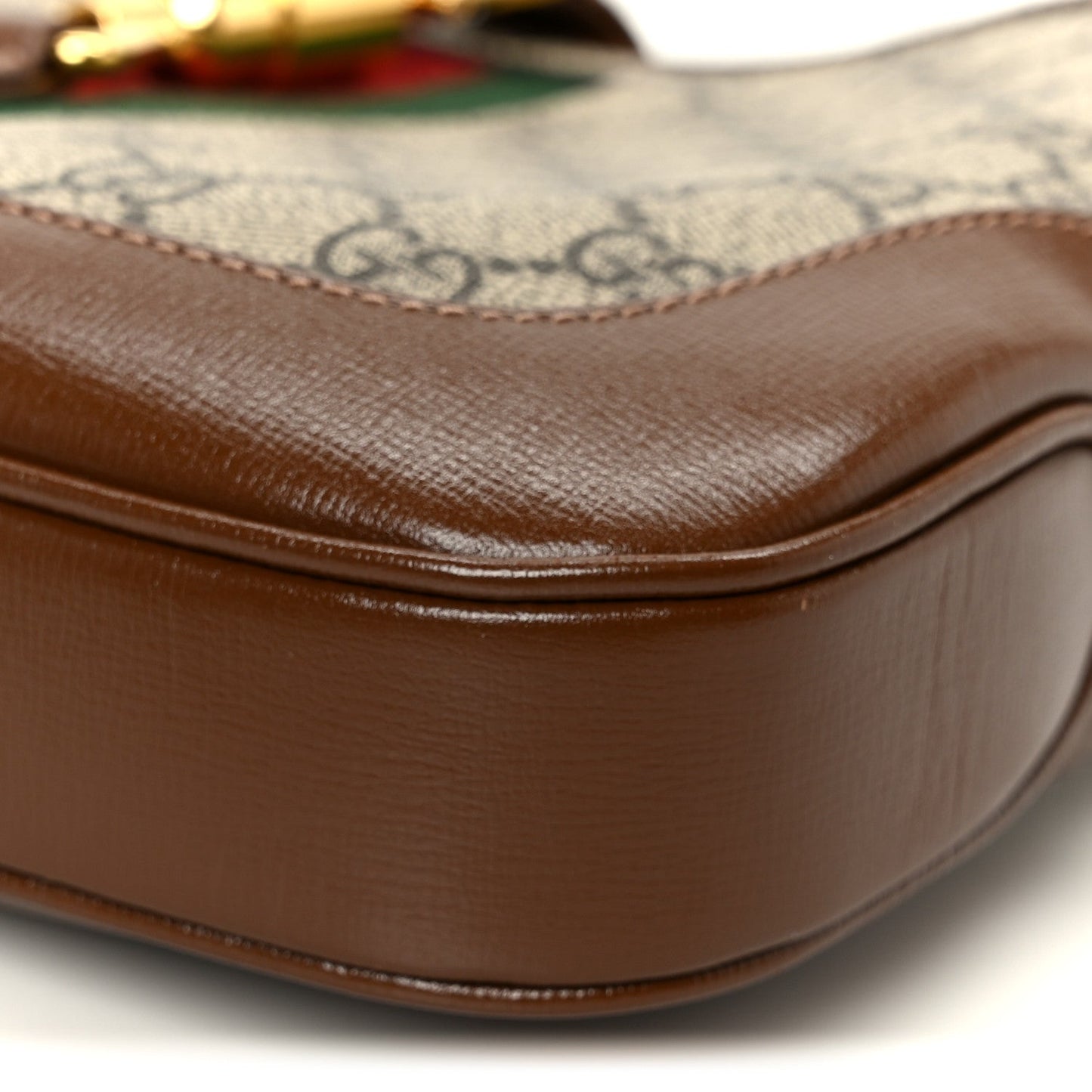 GG Supreme Monogram Azalea Calfskin Web Small Jackie 1961 Hobo Beige Ebony Brown Sugar
