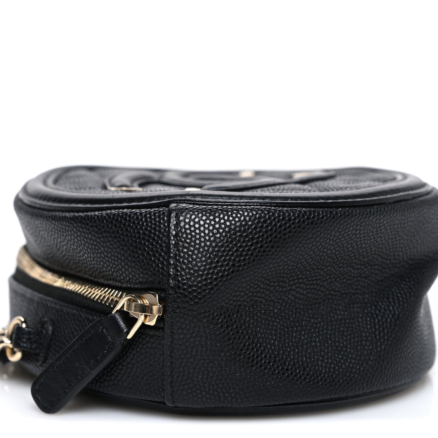 Caviar Quilted Round Filigree Crossbody Black