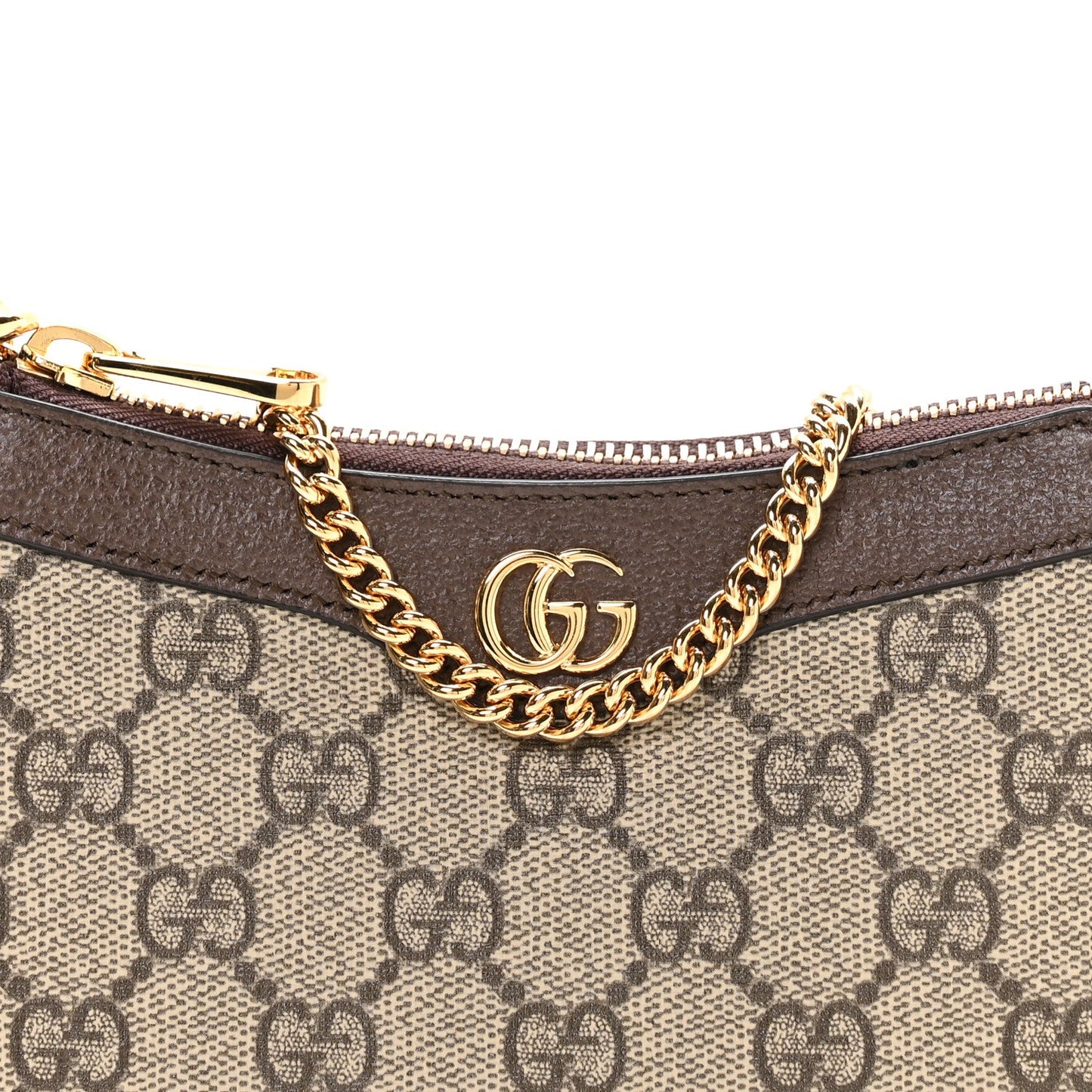GG Supreme Monogram Textured Dollar Calfskin Mini Ophidia Chain Bag Beige Ebony