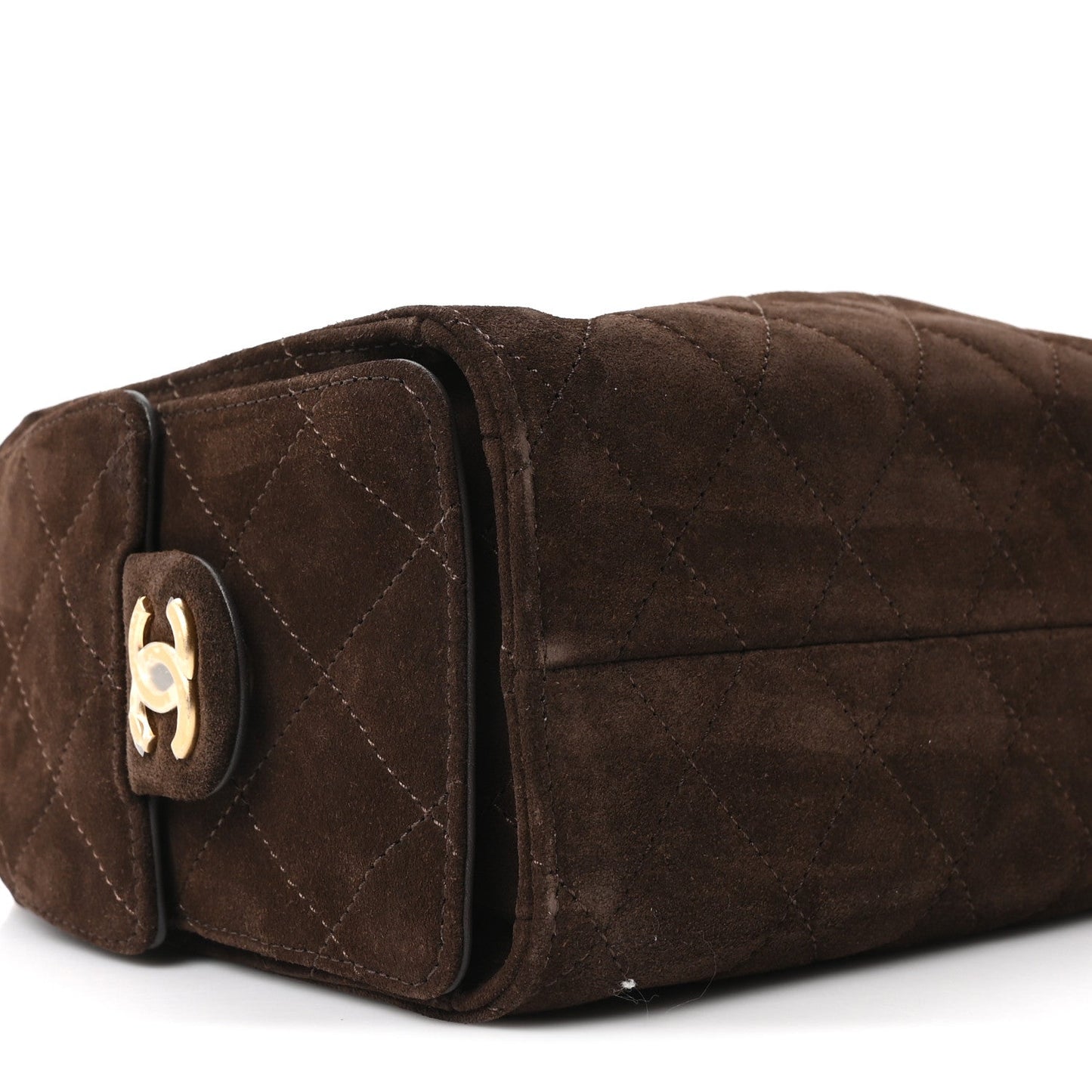 Suede Quilted Mini Chanel 25 Handbag Dark Brown