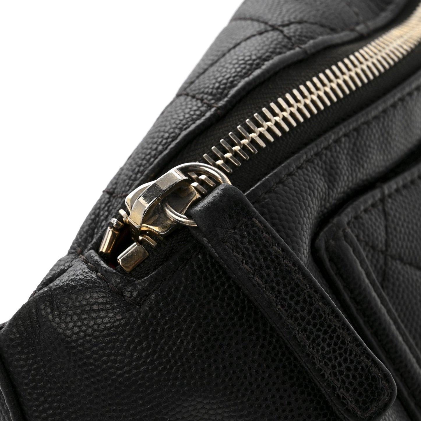 Caviar Quilted Filigree Waist Bag Black