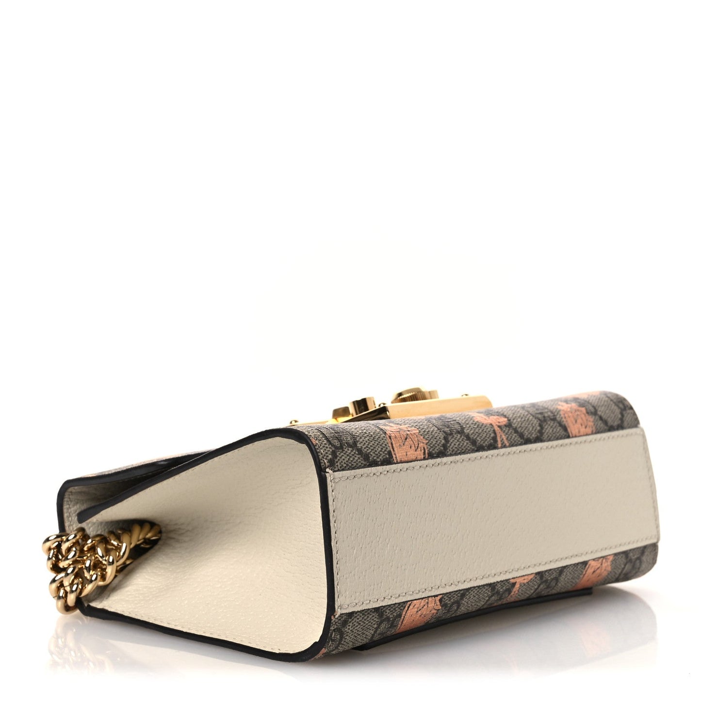 GG Supreme Monogram Berry Textured Dollar Calfskin Small Padlock Shoulder Bag Beige Ebony Light Copper Mystic White