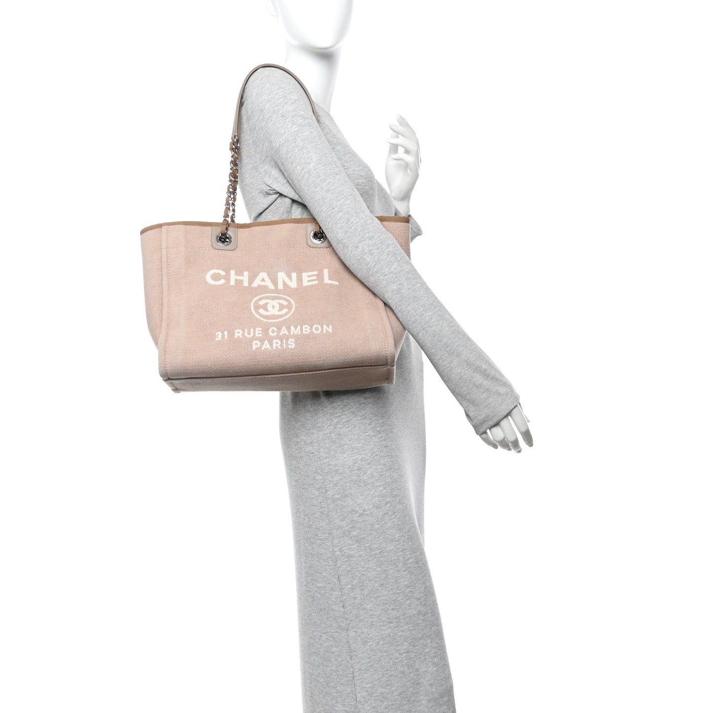 Mixed Fibers Small Deauville Tote Beige