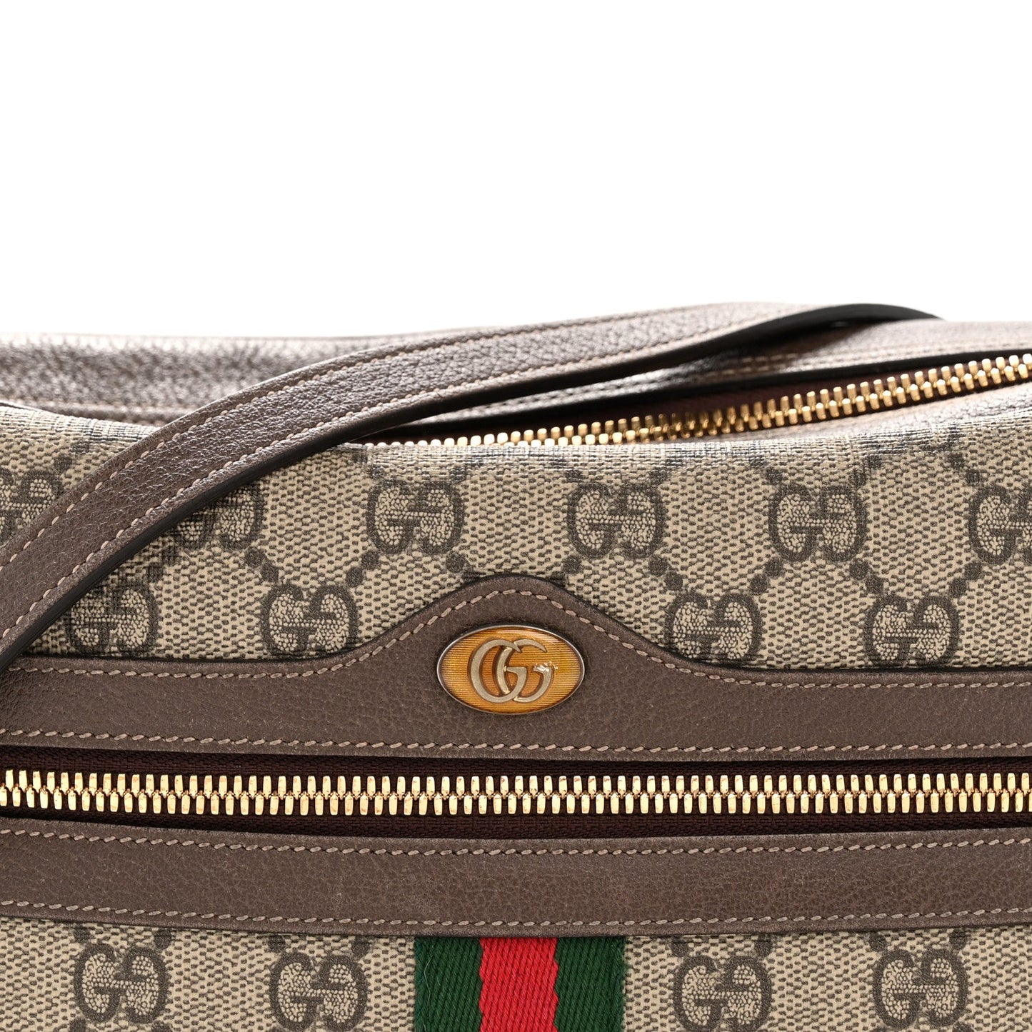 GG Supreme Monogram Web Small Ophidia Shoulder Bag Brown