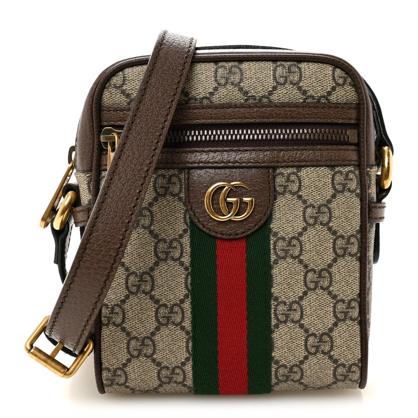 GG Supreme Monogram Web Mini Ophidia Messenger Brown