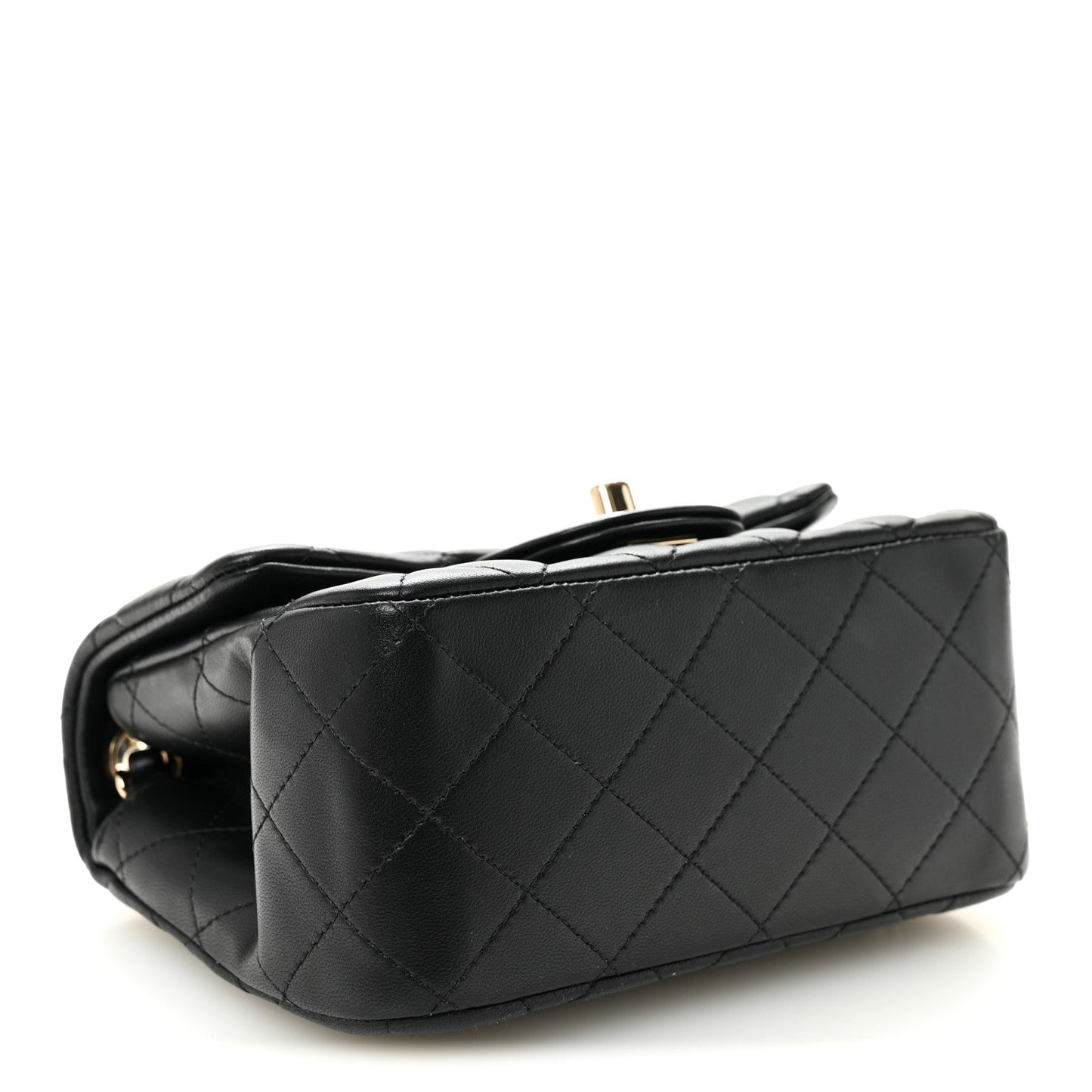 Lambskin Quilted Mini Square Flap Black