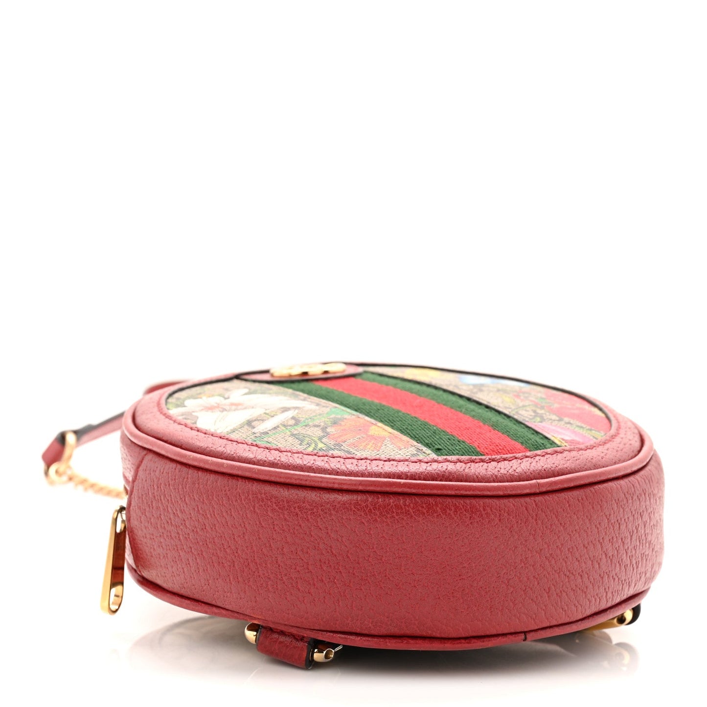 GG Supreme Monogram Web Flora Mini Ophidia Round Backpack Red