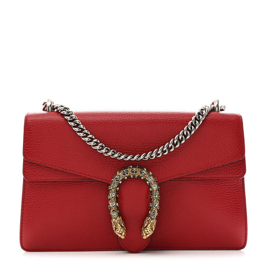 Dollar Calfskin Swarovski Crystal Small Dionysus Shoulder Bag Hibiscus Red