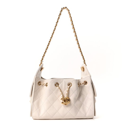 Caviar Quilted Mini Chanel 25 Handbag White