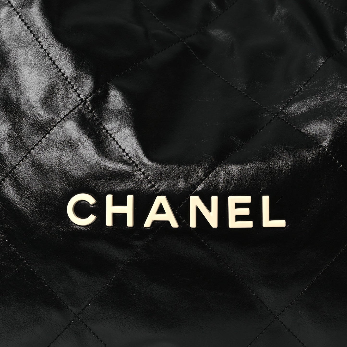 Shiny Calfskin Quilted Chanel 22 Black White