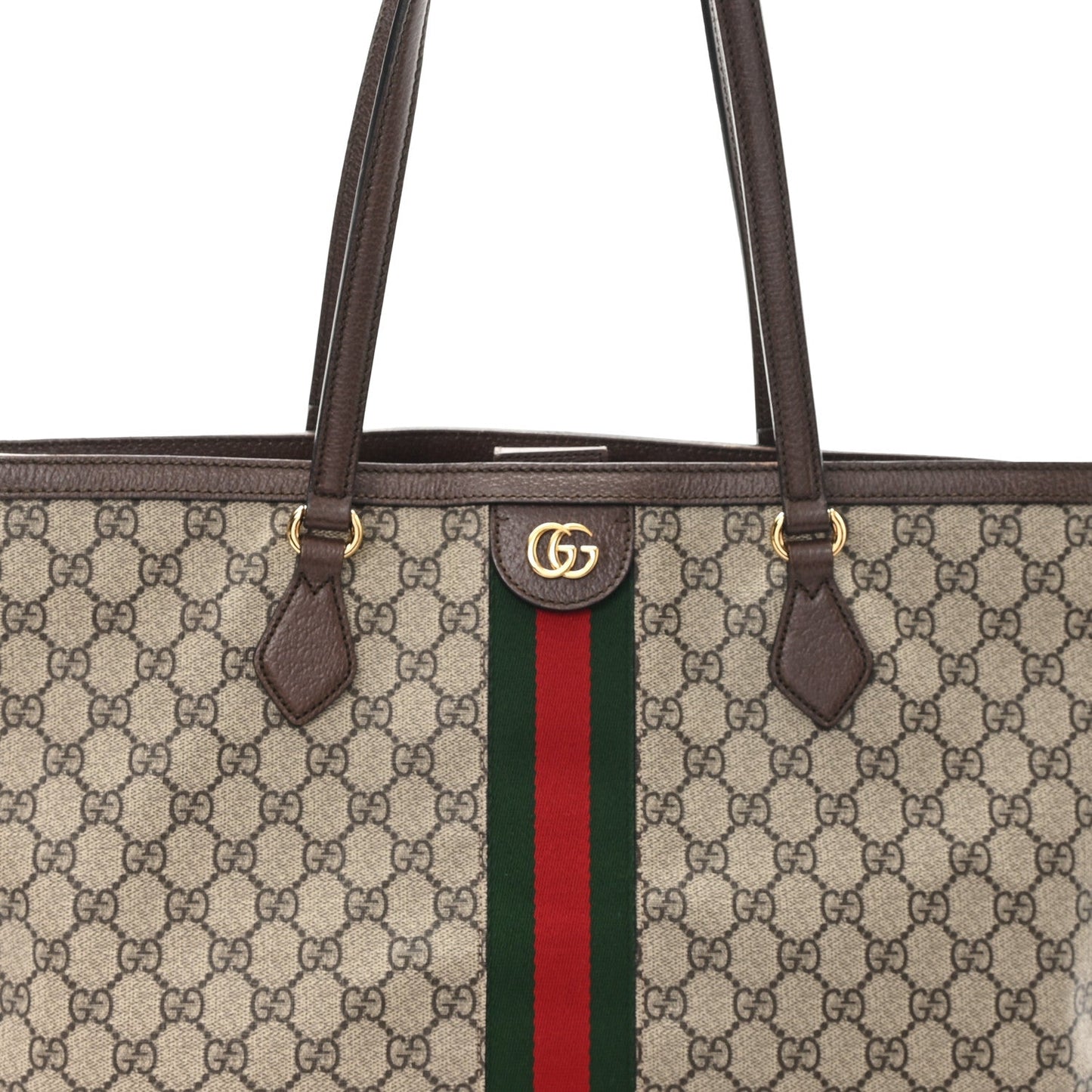GG Supreme Monogram Medium Ophidia Shopping Tote Brown