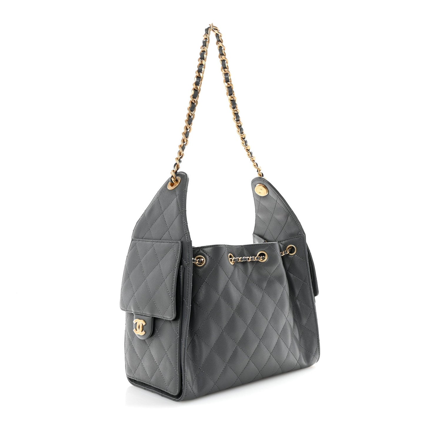 Caviar Quilted Small Chanel 25 Handbag Dark Grey