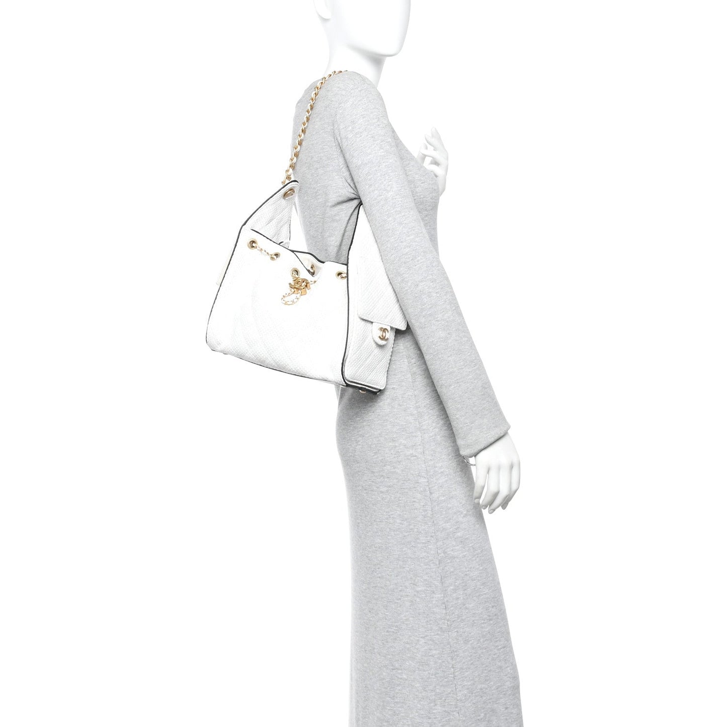 Braided Raffia Calfskin Quilted Small Chanel 25 Handbag White Black