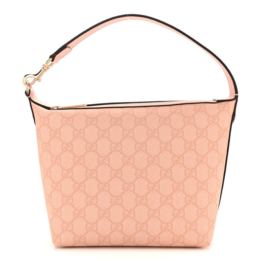 GG Supreme Monogram Textured Calfskin Web Super Mini Ophidia Shoulder Bag Pink