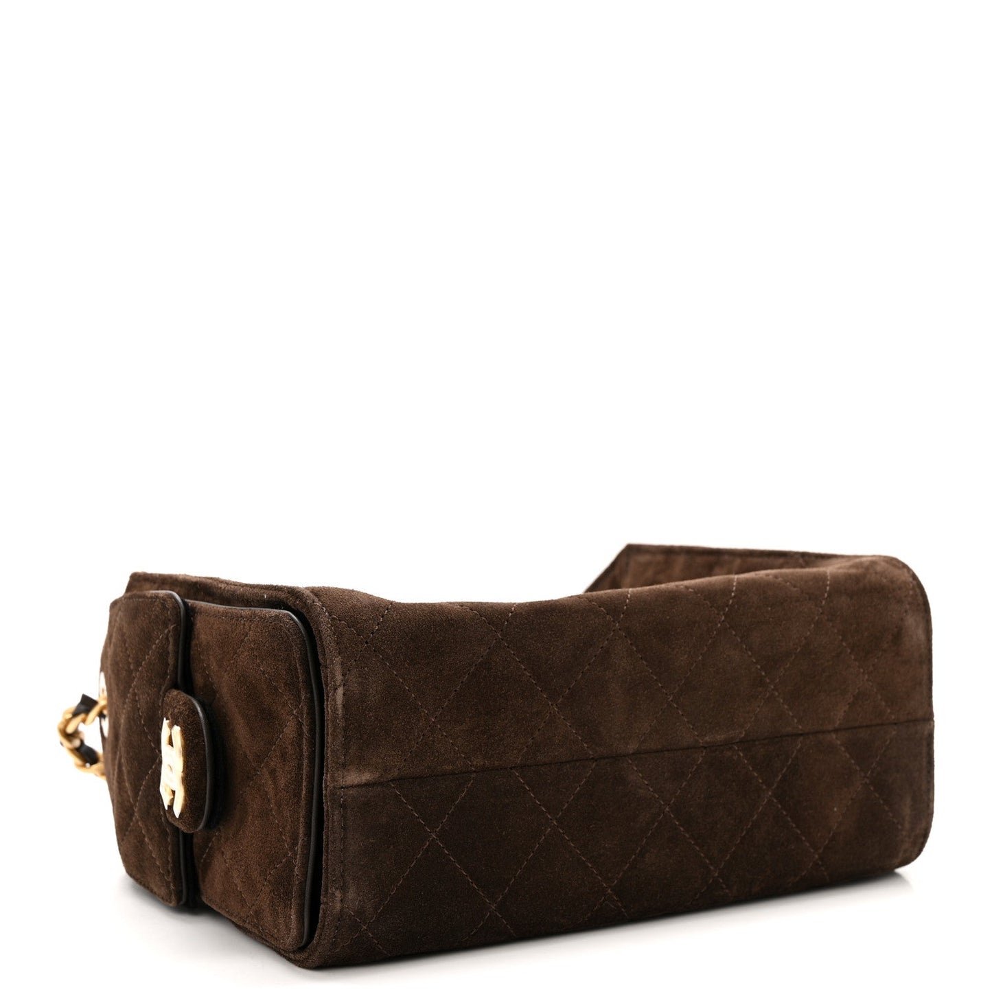 Suede Quilted Mini Chanel 25 Handbag Dark Brown