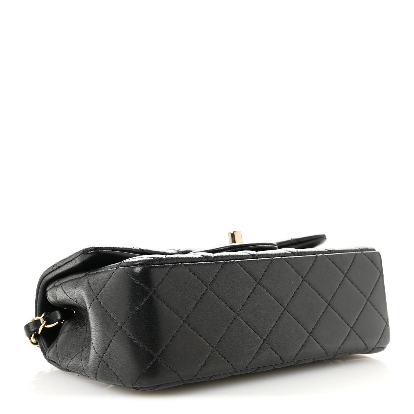 Lambskin Quilted Mini Rectangular Flap Black