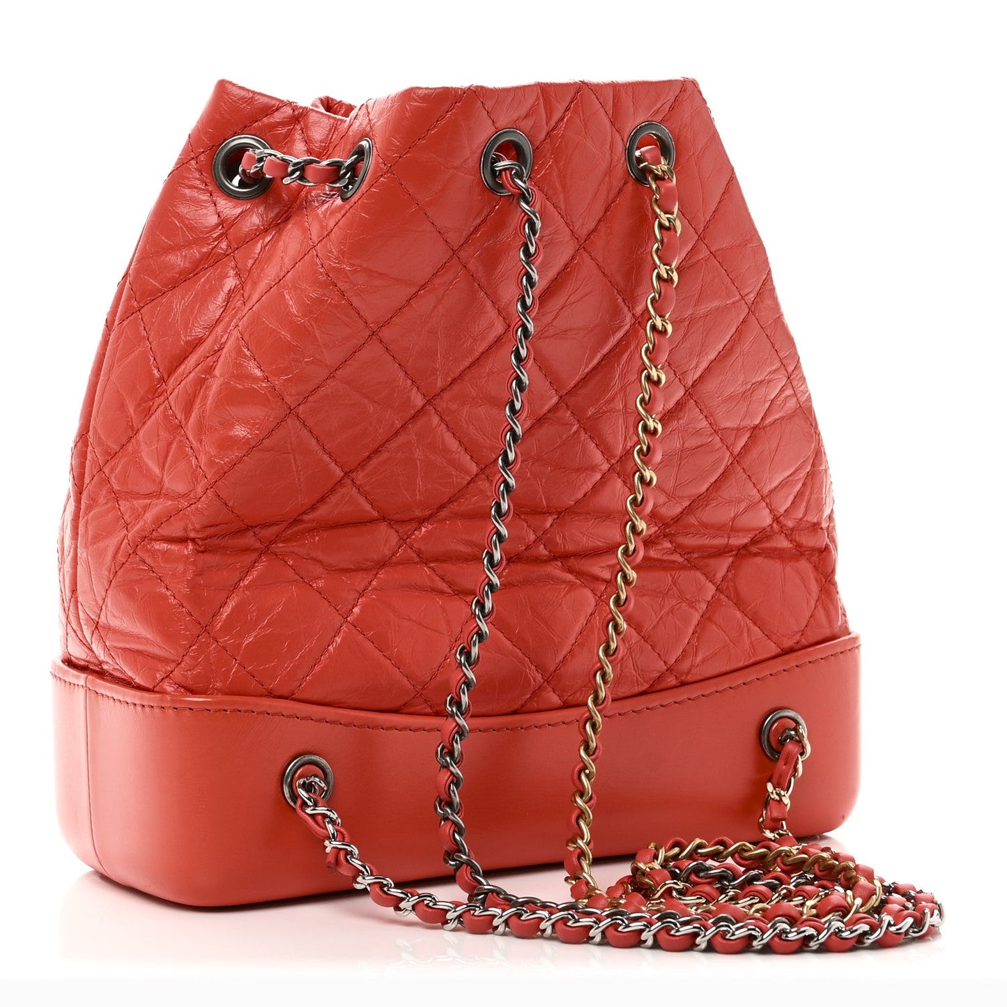 Aged Calfskin Quilted Small Gabrielle Backpack Orange