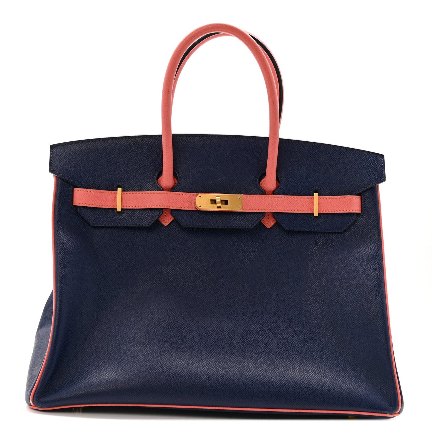 Epsom Horseshoe Birkin 35 Bleu Saphir Flamingo