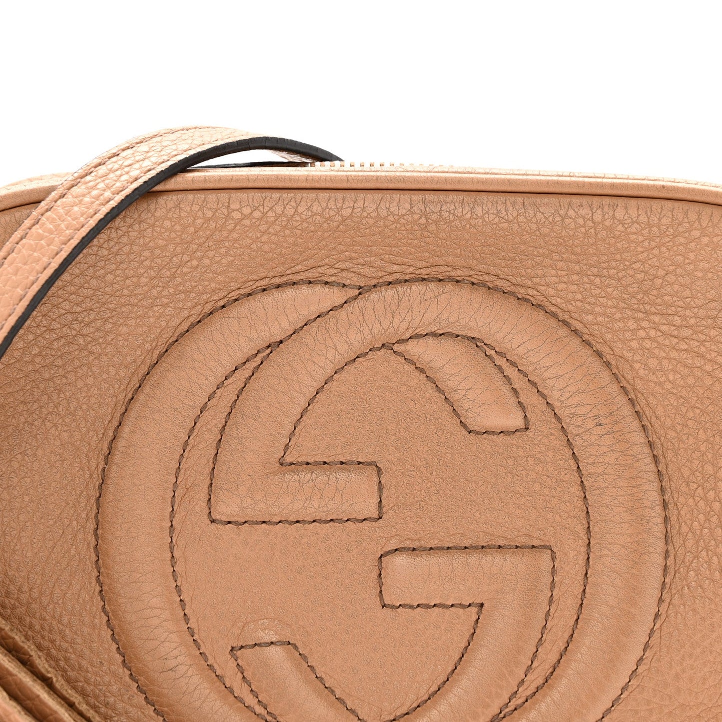 Pebbled Calfskin Small Soho Disco Bag Camelia