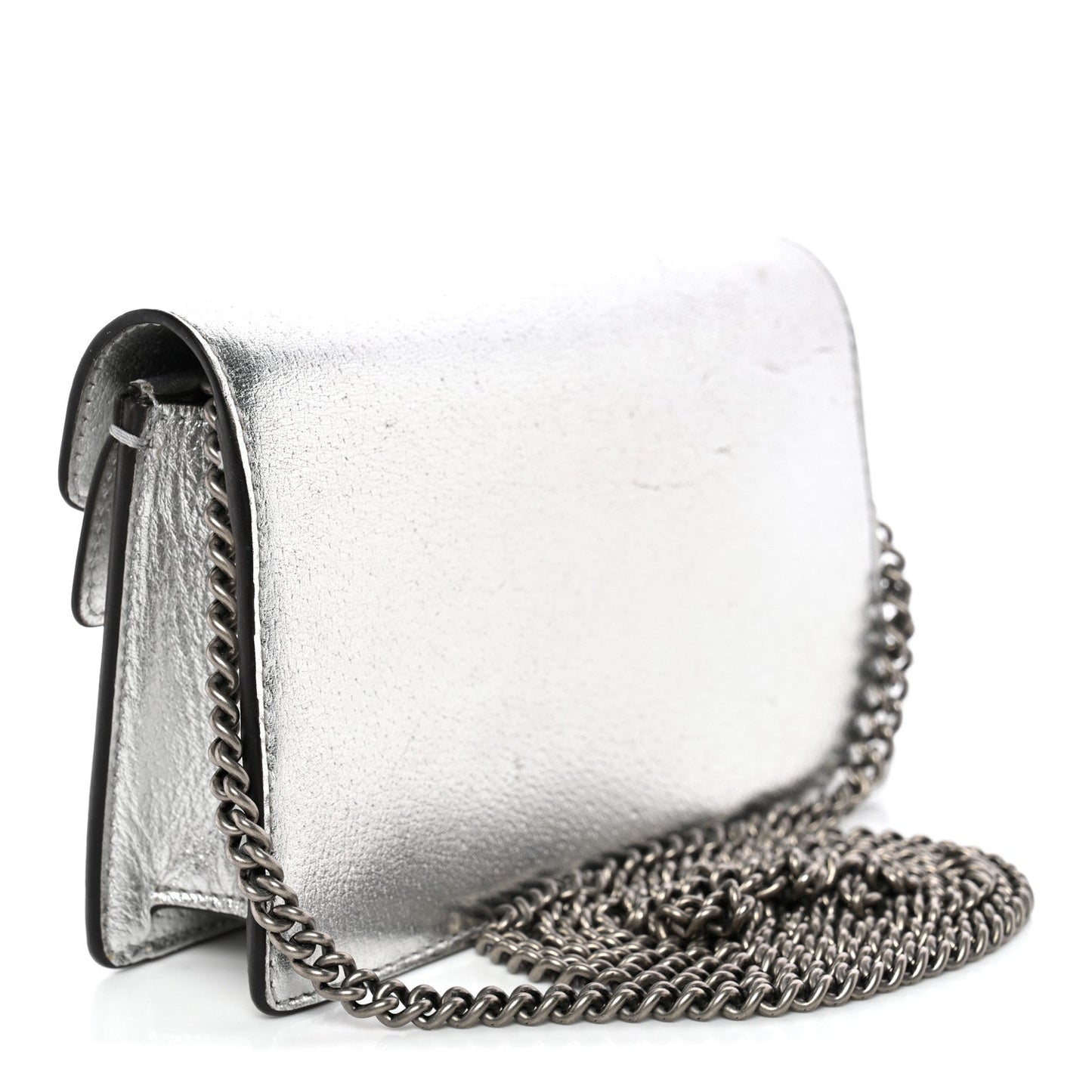 Metallic Calfskin Super Mini Dionysus Shoulder Bag Silver