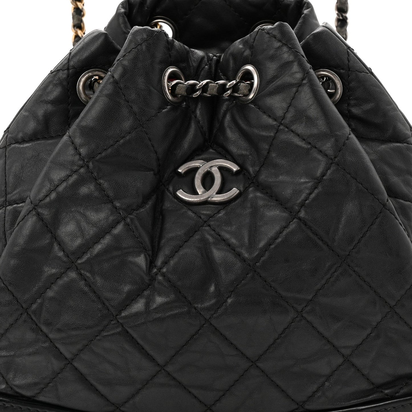 Aged Calfskin Quilted Small Gabrielle Backpack Black