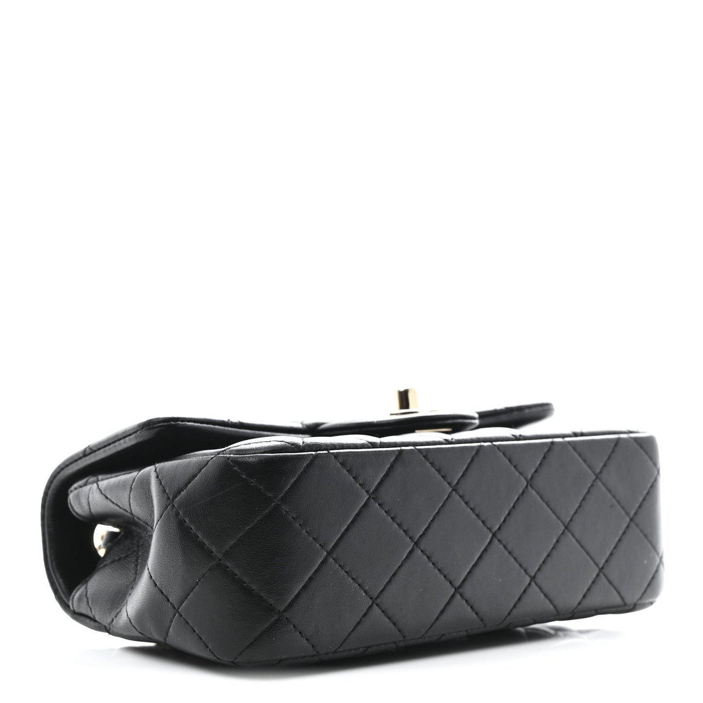 Lambskin Quilted Mini Rectangular Flap Black