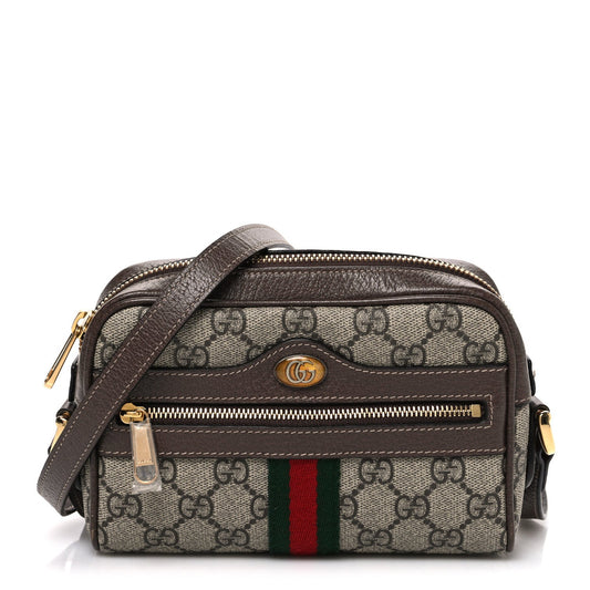 GG Supreme Monogram Web Mini Ophidia Shoulder Bag Brown