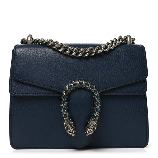 Dollar Calfskin Crystal Mini Dionysus Shoulder Bag Blue Agata Montana Sapphire