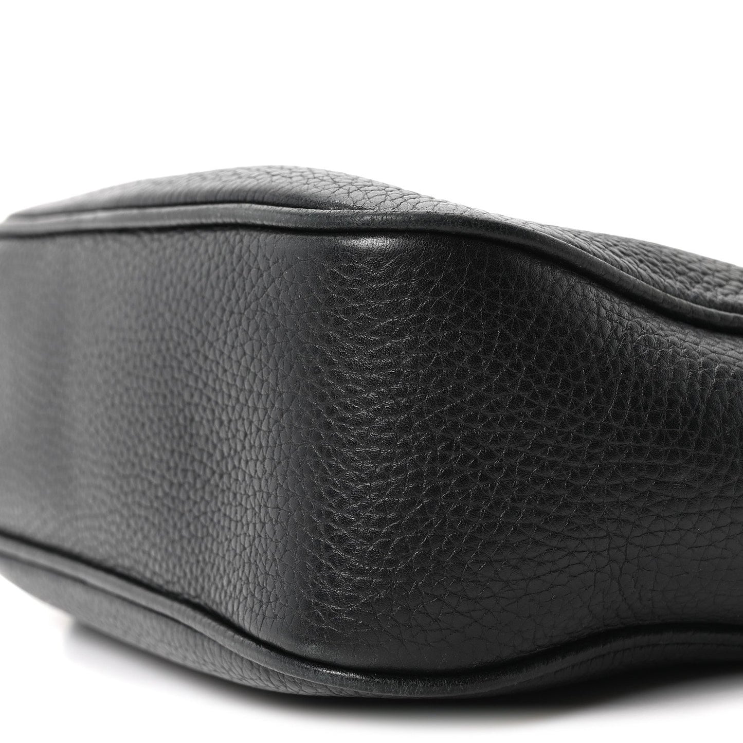 Pebbled Calfskin Small Soho Disco Bag Black