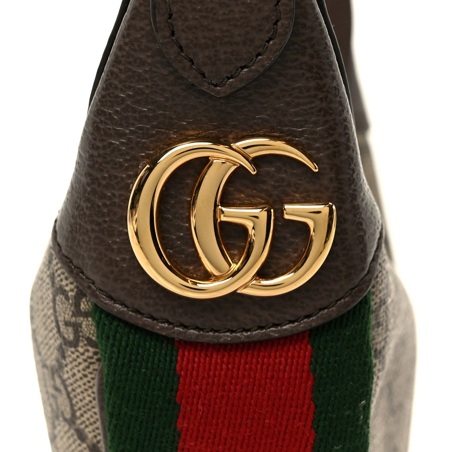 GG Supreme Monogram Textured Calfskin Web Mini Ophidia Half Moon Hobo Beige Ebony New Acero