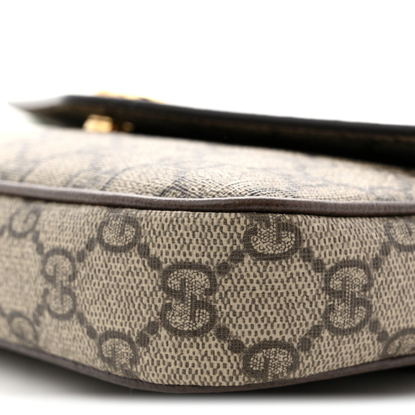 GG Supreme Monogram Textured Dollar Calfskin Web Mini Ophidia Envelope Shoulder Bag Beige Ebony