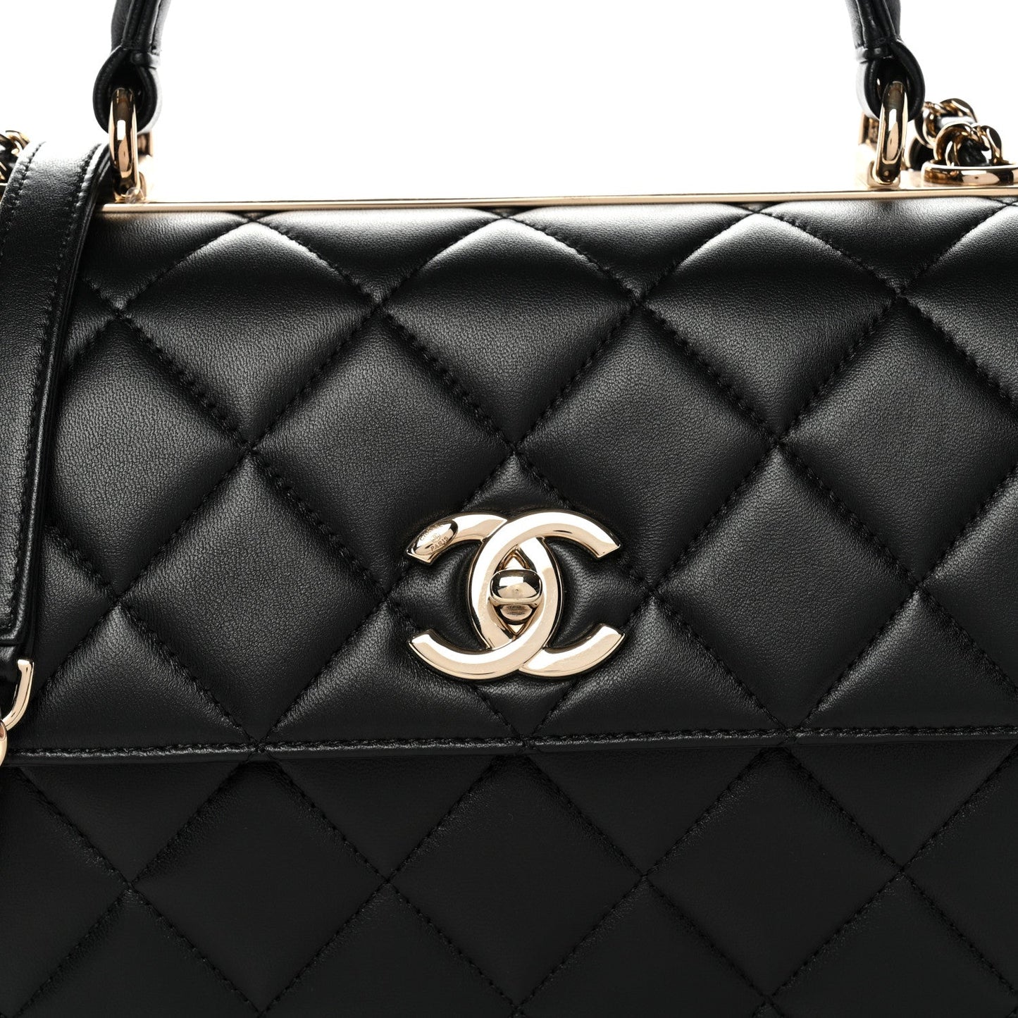 Lambskin Quilted Small Trendy CC Dual Handle Flap Bag Black