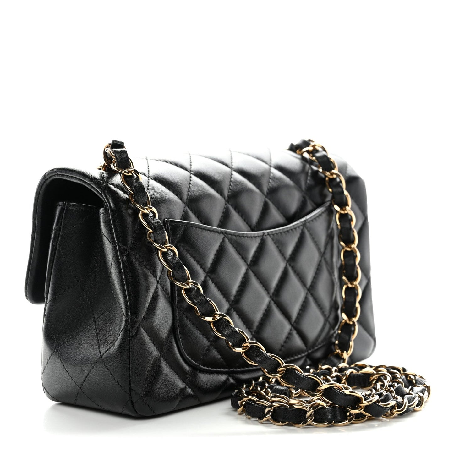 Lambskin Quilted Mini Rectangular Flap Black